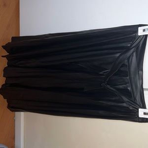 Zara black leather pleated skirt, size S